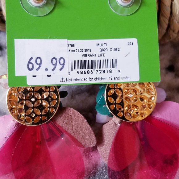 Kate Spade Vibrant Life Multi Pink Earrings Floral - Picture 7 of 7